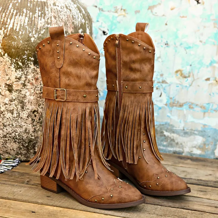 Keri | Bottes Cowboy Élégantes à Franges pour Femme