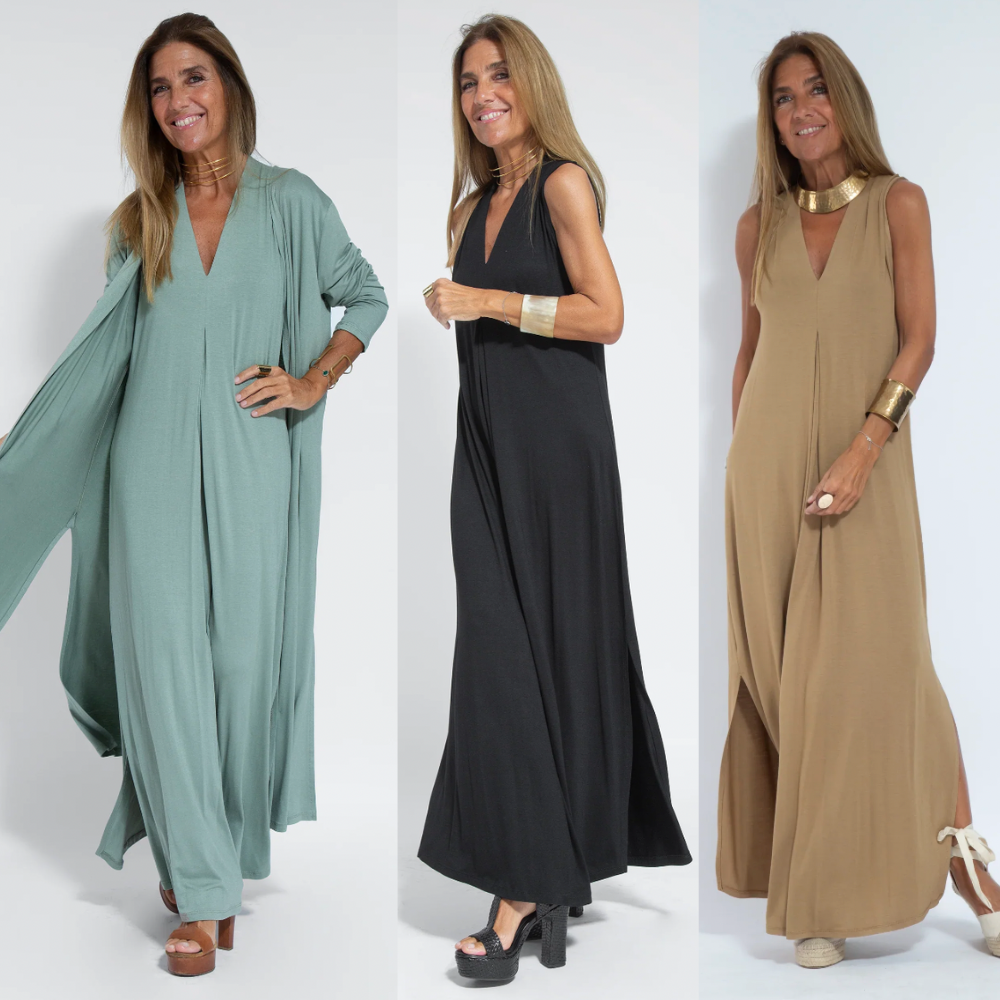 Ensemble robe longue et veste fluide pour femmes - Eva