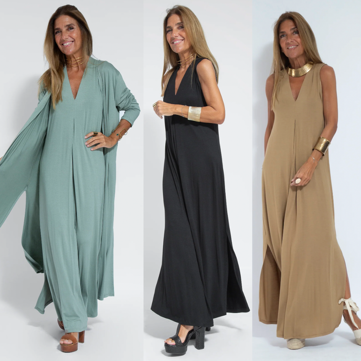 Ensemble robe longue et veste fluide pour femmes - Eva