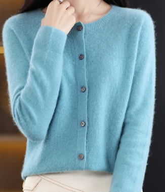 Ermenegilda | Cardigan Col Rond Décontracté pour Femmes