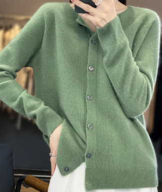 Ermenegilda | Cardigan Col Rond Décontracté pour Femmes