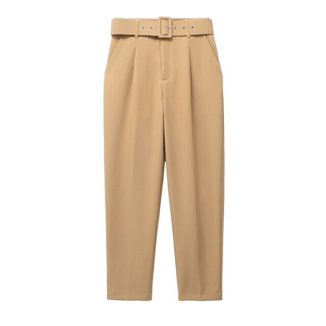 Mikhaela | Pantalon taille haute avec ceinture pour femmes