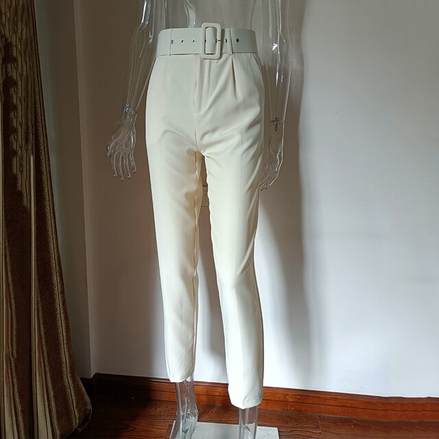 Mikhaela | Pantalon taille haute avec ceinture pour femmes