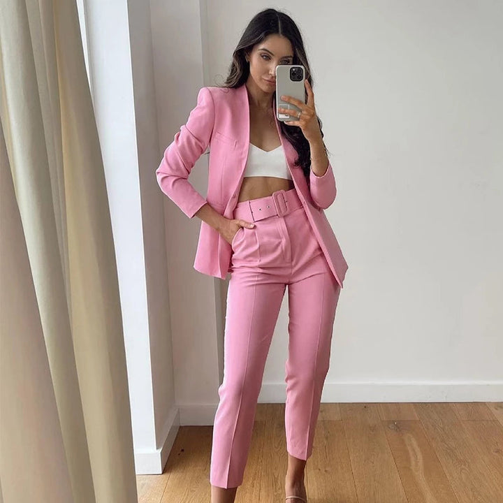 Mikhaela | Pantalon taille haute avec ceinture pour femmes