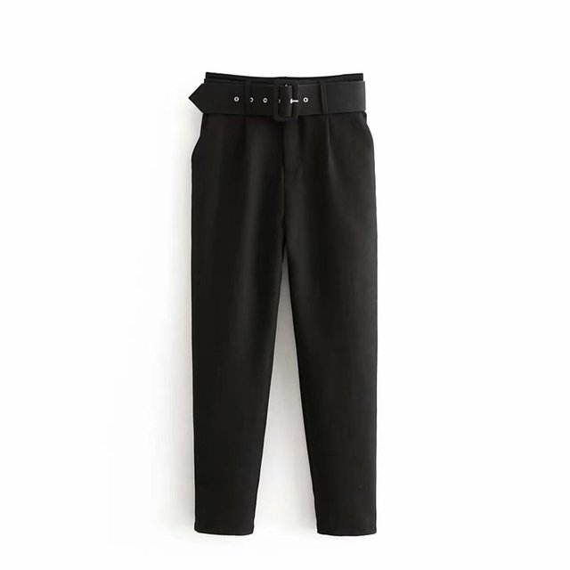 Mikhaela | Pantalon taille haute avec ceinture pour femmes