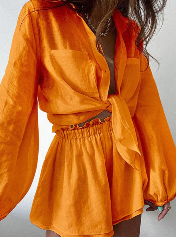 Xilliope | Bohemian lose Sommer Ensemble short et chemise