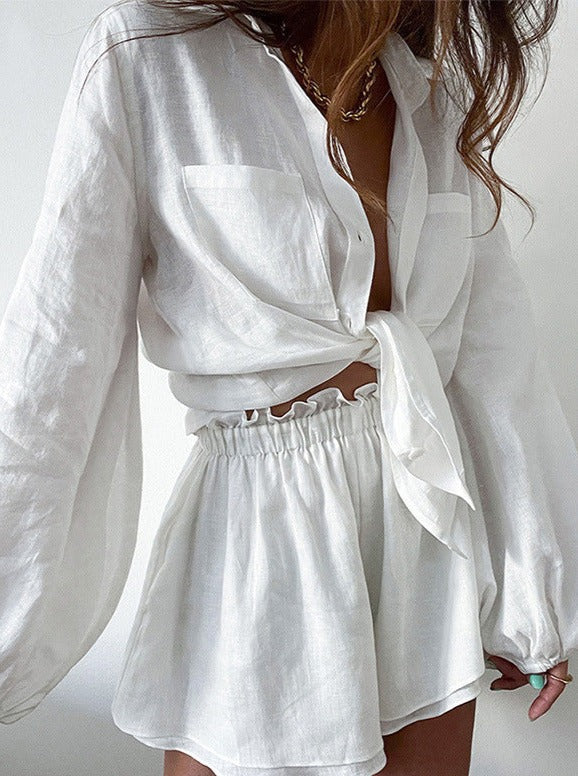 Xilliope | Bohemian lose Sommer Ensemble short et chemise