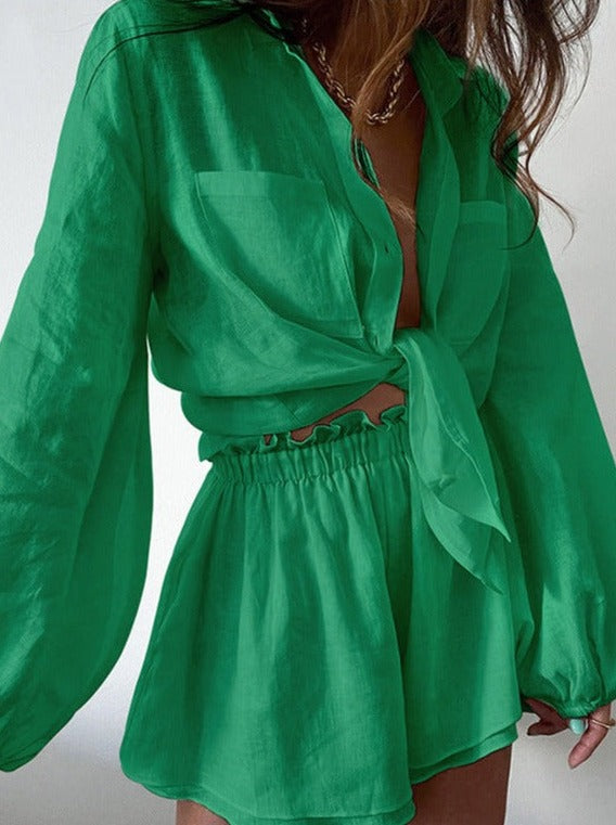 Xilliope | Bohemian lose Sommer Ensemble short et chemise