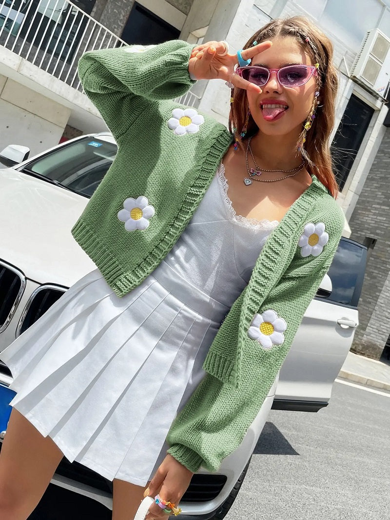 Adelaide | Cardigan en tricot fleuri pour femme