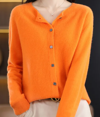 Ermenegilda | Cardigan Col Rond Décontracté pour Femmes