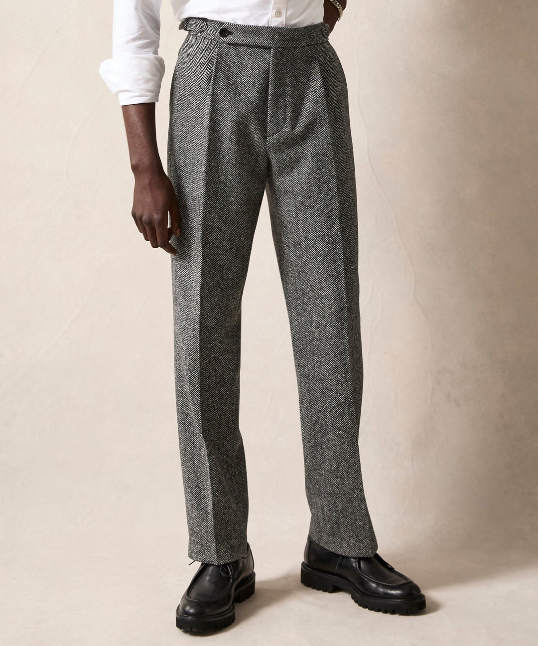Mansur | Pantalon en laine Donegal gris pour homme