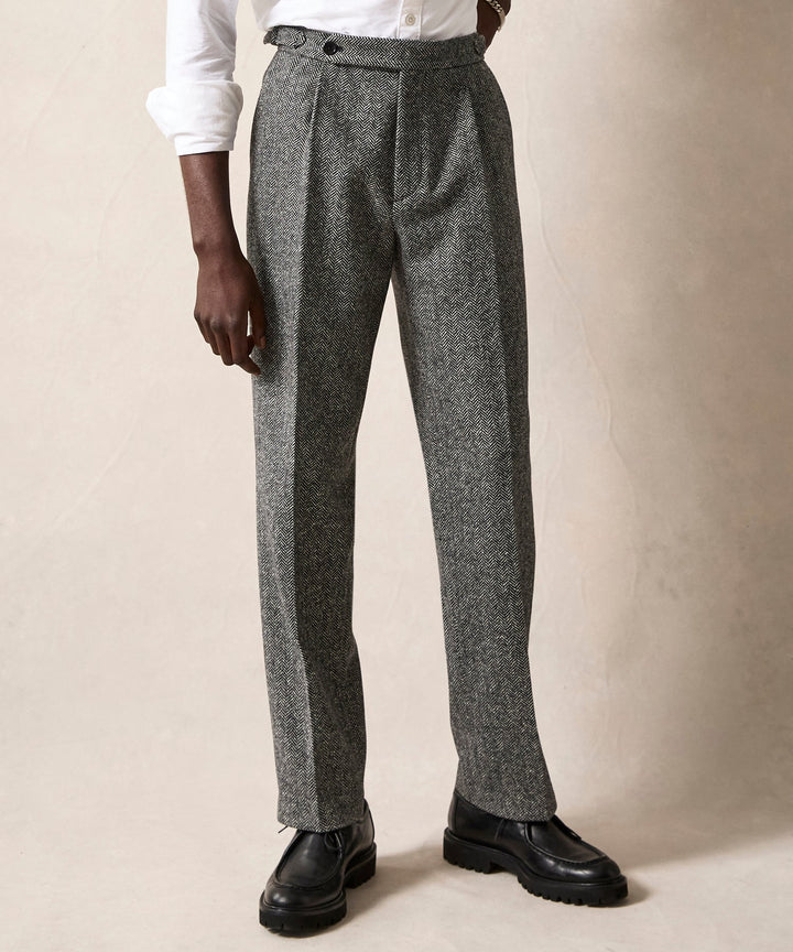 Mansur | Pantalon en laine Donegal gris pour homme