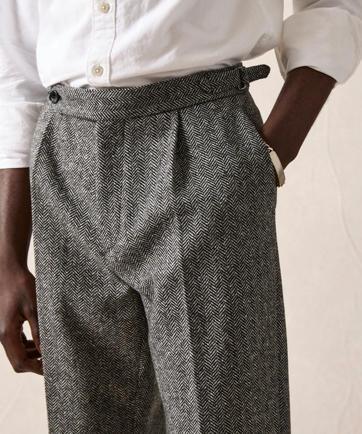 Mansur | Pantalon en laine Donegal gris pour homme