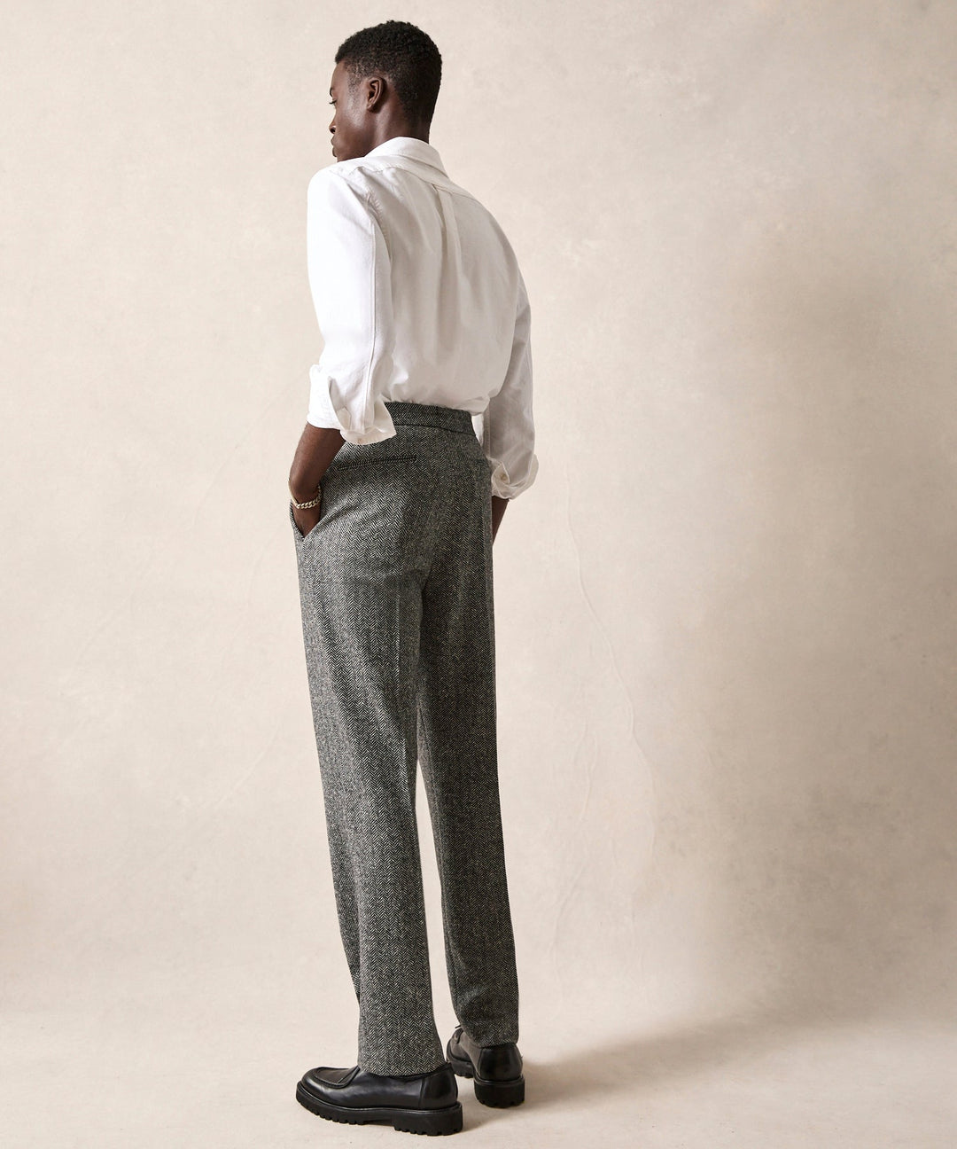 Mansur | Pantalon en laine Donegal gris pour homme