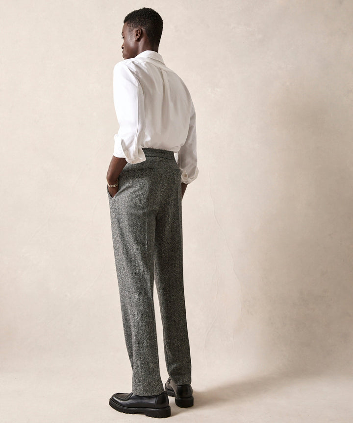 Mansur | Pantalon en laine Donegal gris pour homme