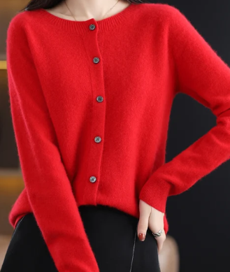 Ermenegilda | Cardigan Col Rond Décontracté pour Femmes