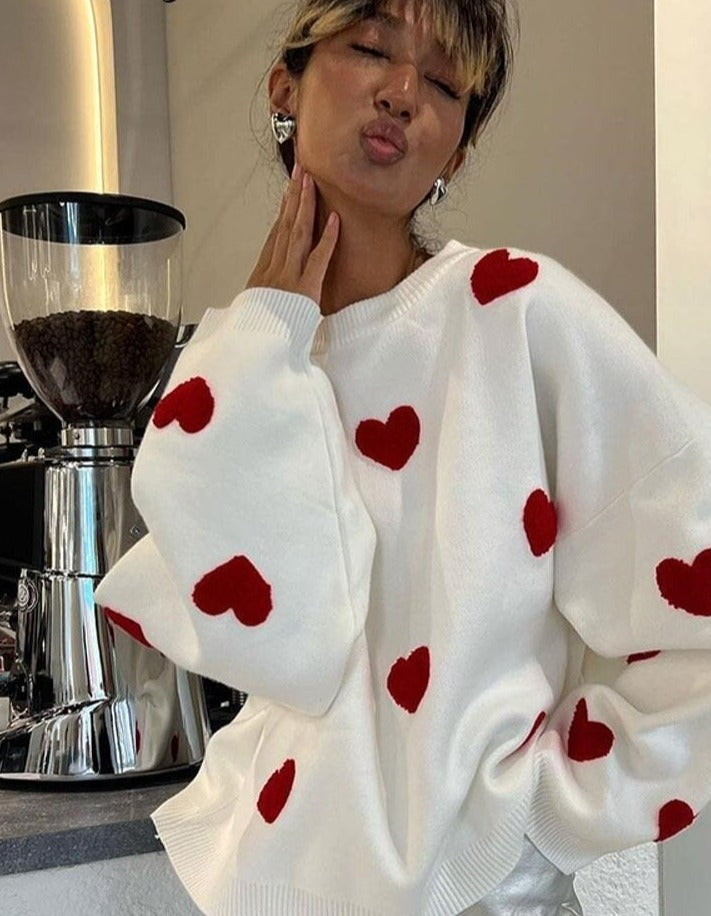 Norah | Pull-over avec cœurs brodés