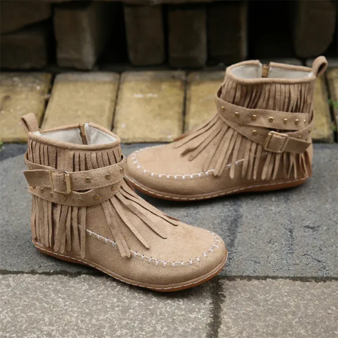 Denisa | Bottes vintage avec franges pour femmes