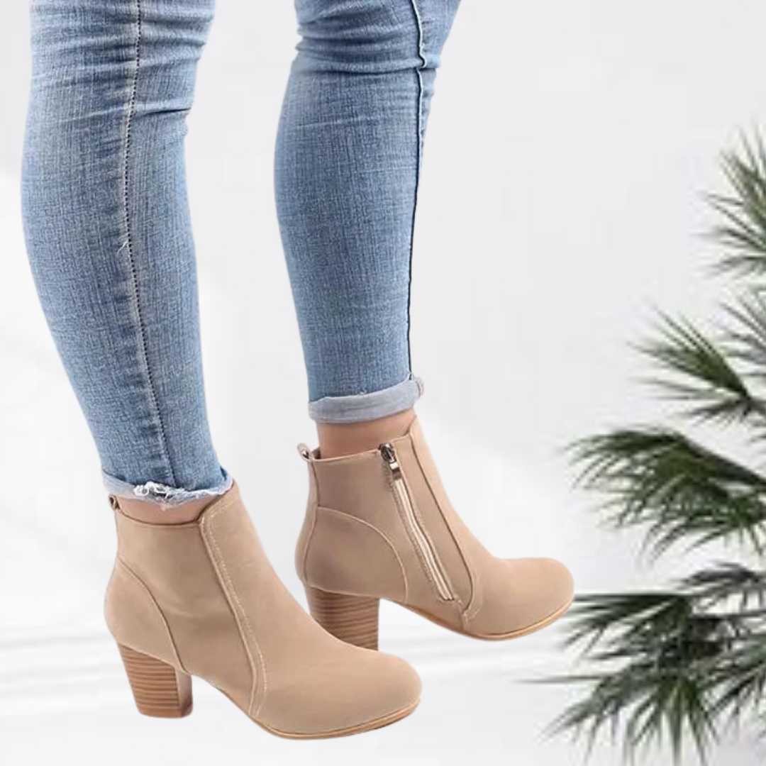 Alida | Mode stylé bottines zippées solides