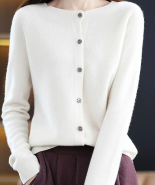 Ermenegilda | Cardigan Col Rond Décontracté pour Femmes