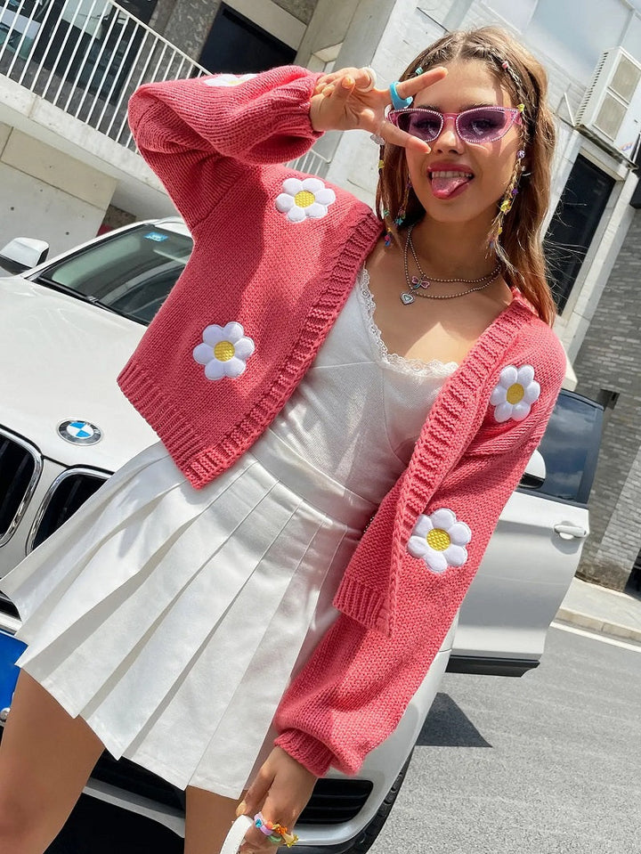 Adelaide | Cardigan en tricot fleuri pour femme