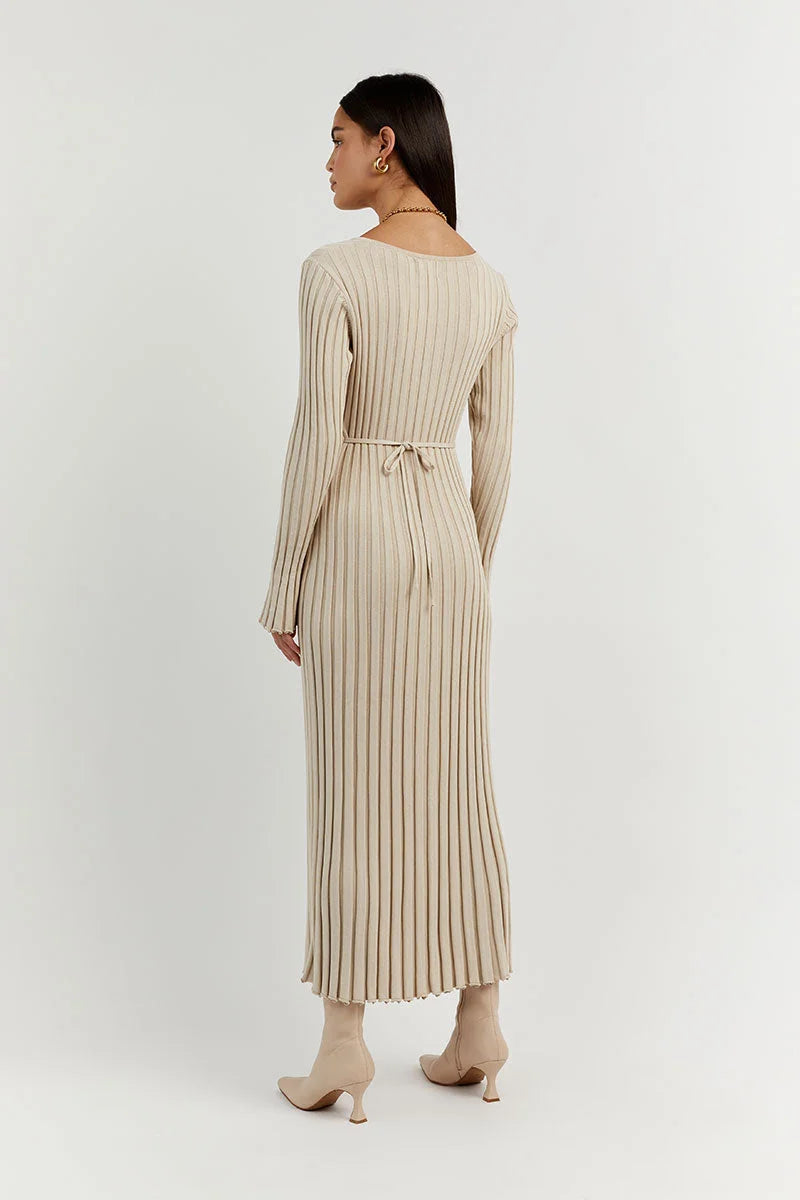 Natalija | Robe midi tricotée col V pour femmes