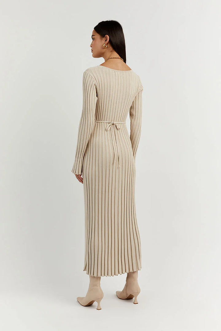 Natalija | Robe midi tricotée col V pour femmes
