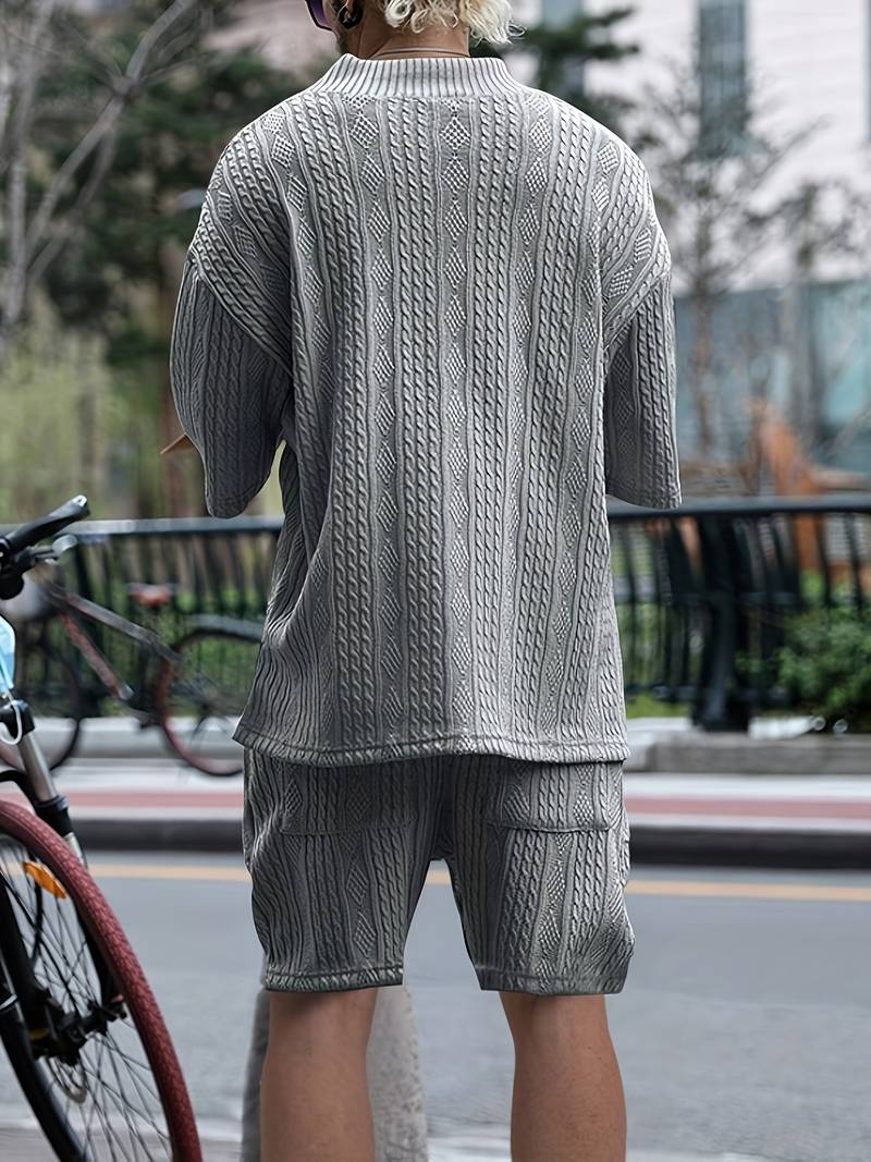 Halli | Combinaison décontractée en short jacquard pour hommes