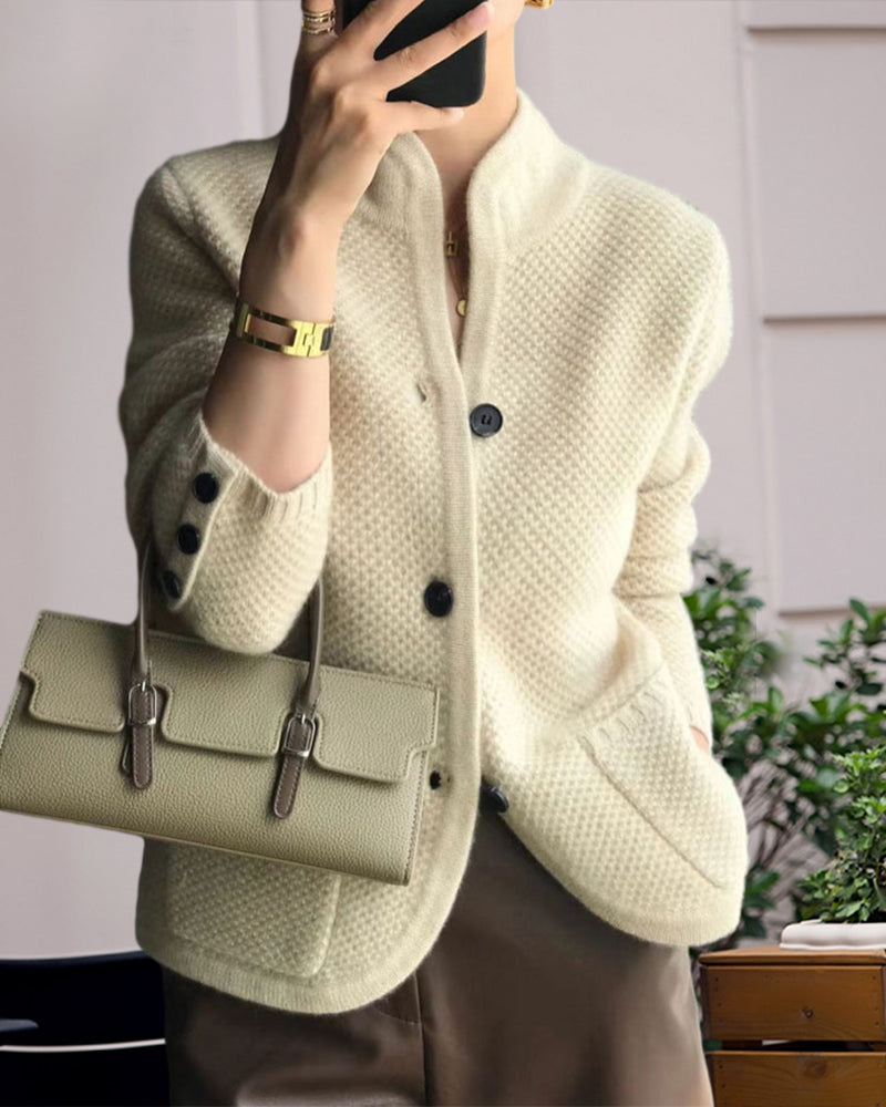 Sophia | Veste en tricot uni avec col montant