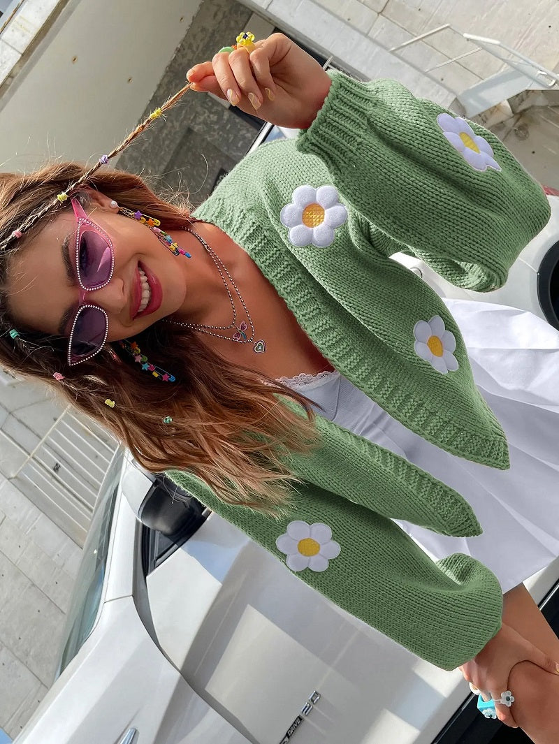 Adelaide | Cardigan en tricot fleuri pour femme