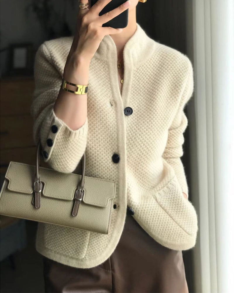 Sophia | Veste en tricot uni avec col montant