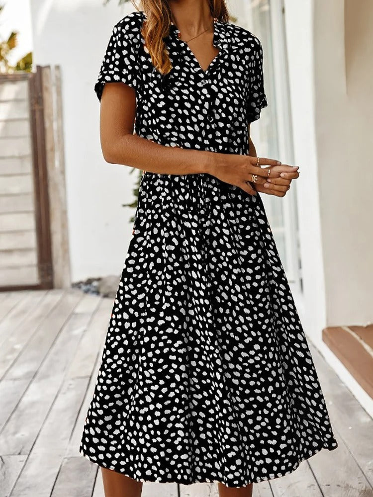 Robe midi à pois pour l'été - Maya