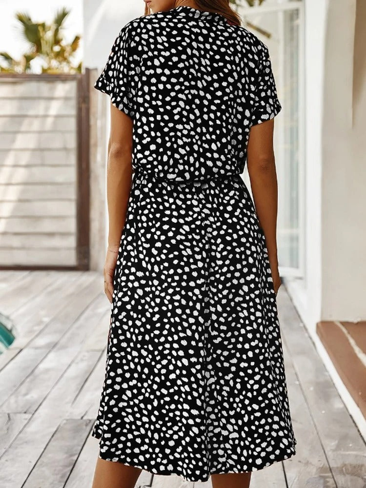 Robe midi à pois pour l'été - Maya