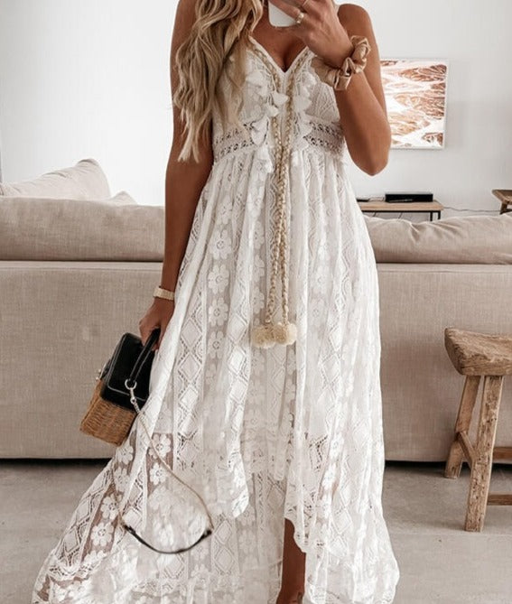 Minie | Robe-slip avec décolleté en V et dentelle