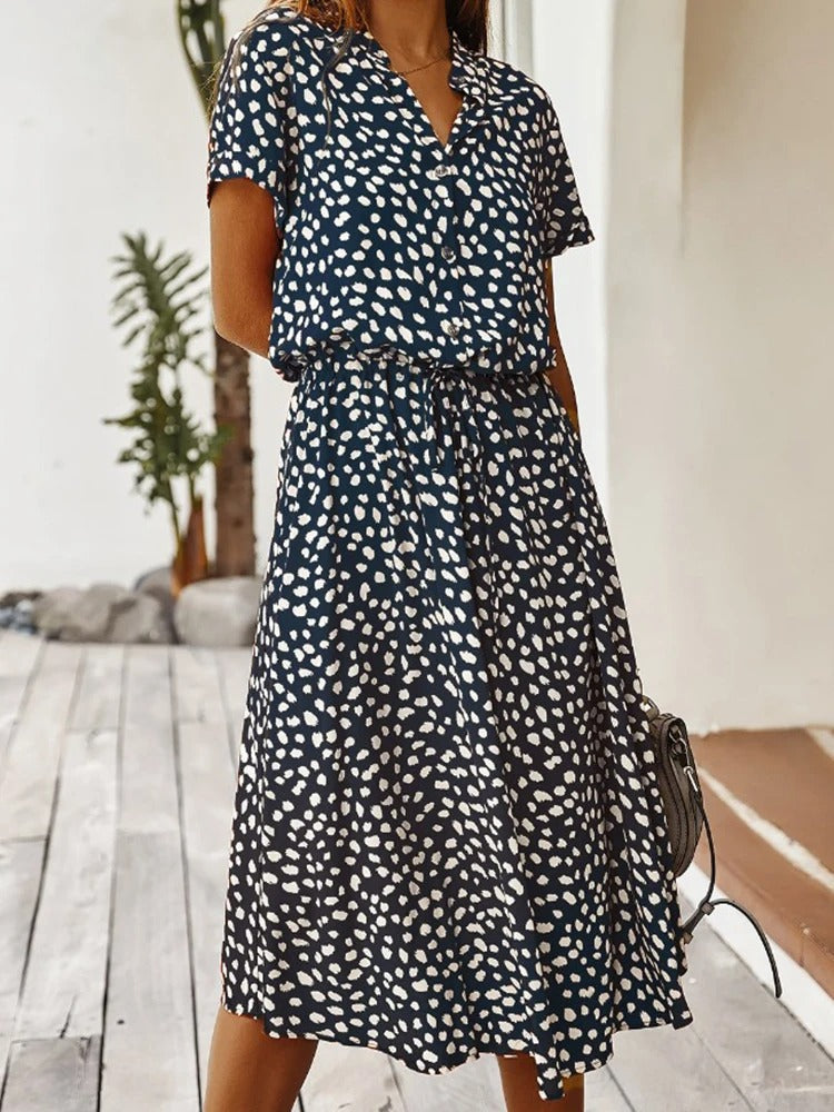 Robe midi à pois pour l'été - Maya