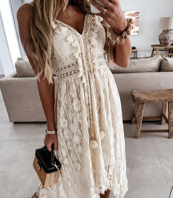 Minie | Robe-slip avec décolleté en V et dentelle