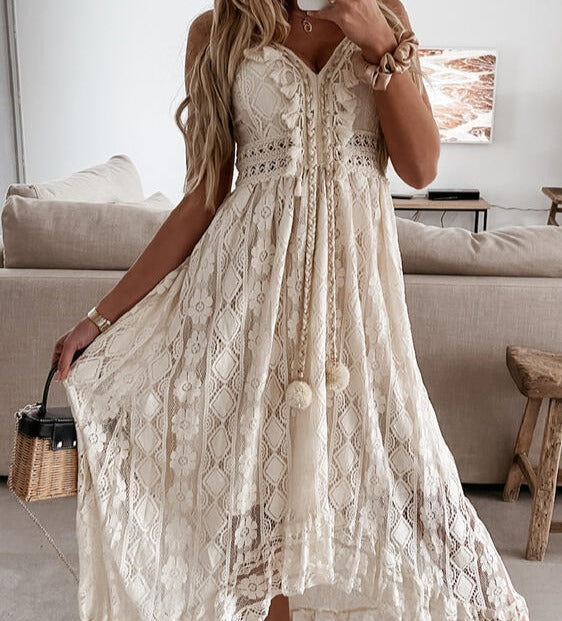 Minie | Robe-slip avec décolleté en V et dentelle