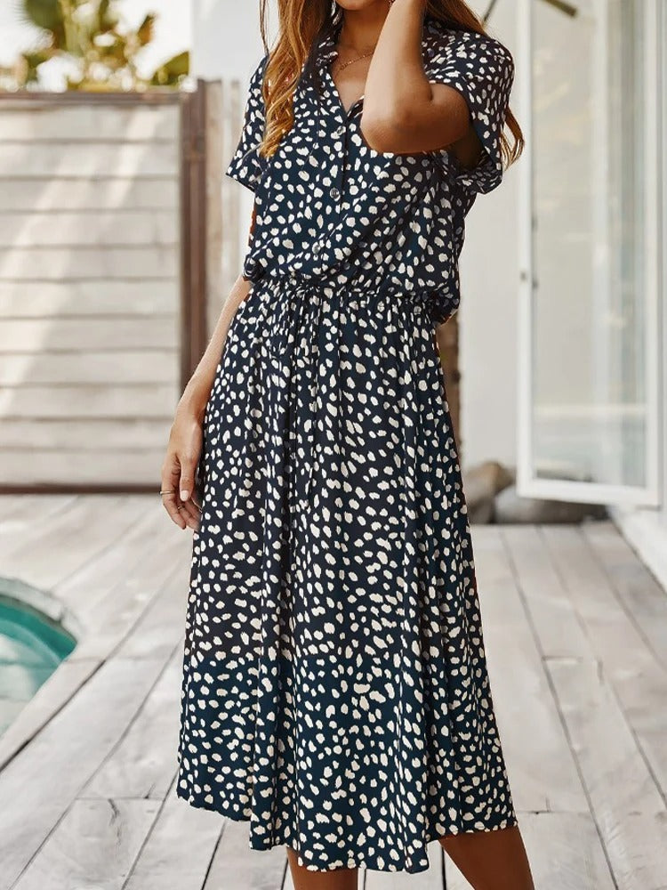 Robe midi à pois pour l'été - Maya