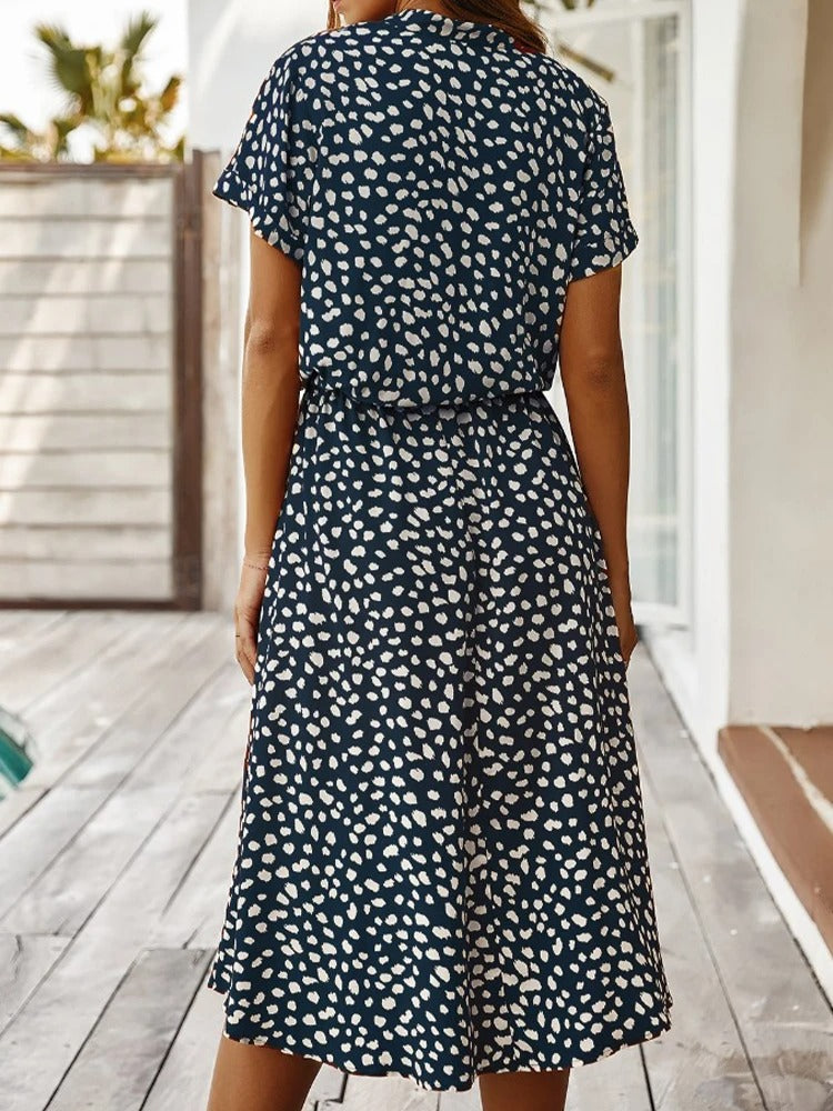 Robe midi à pois pour l'été - Maya