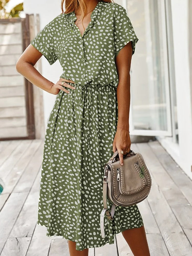 Robe midi à pois pour l'été - Maya