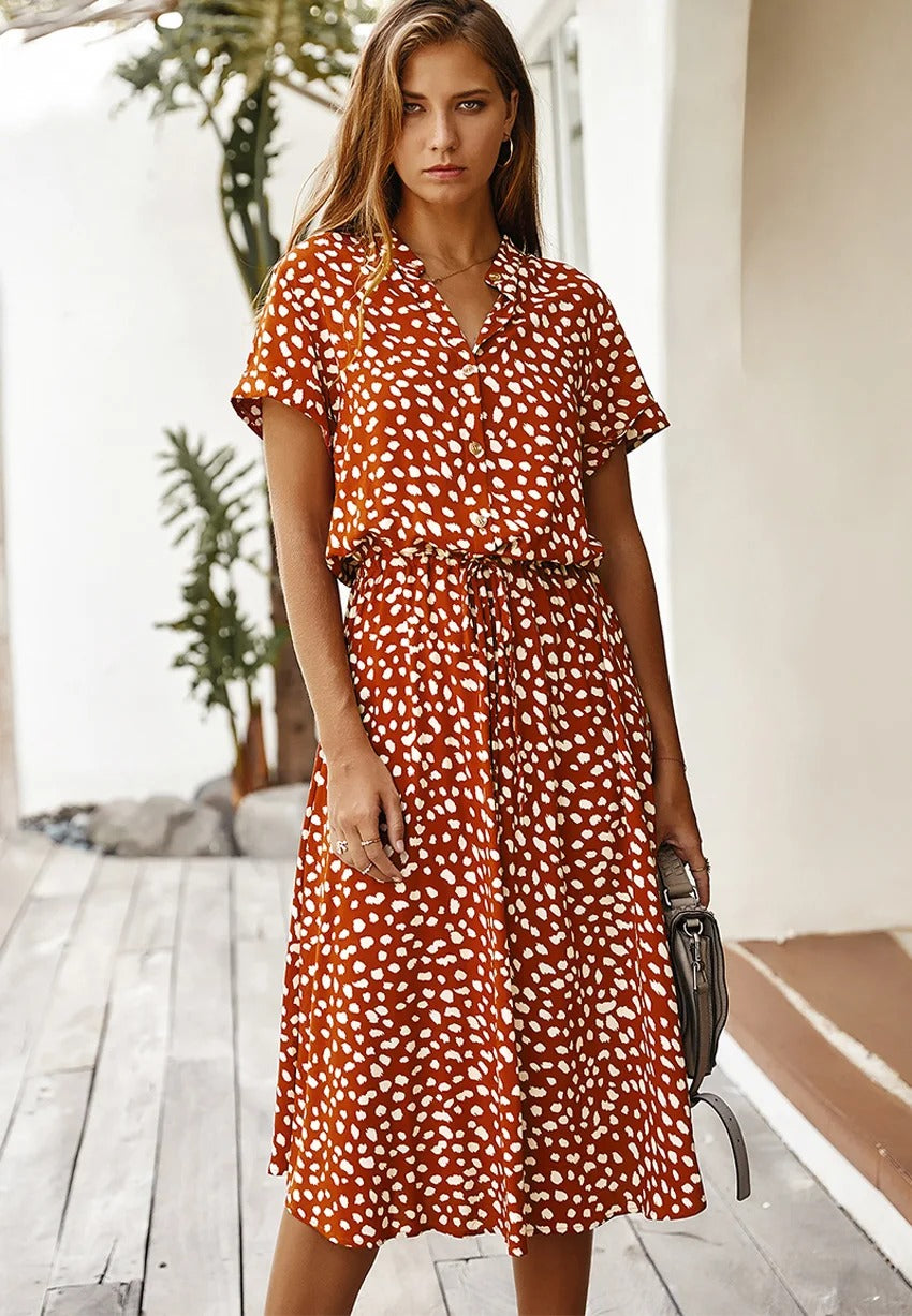 Robe midi à pois pour l'été - Maya