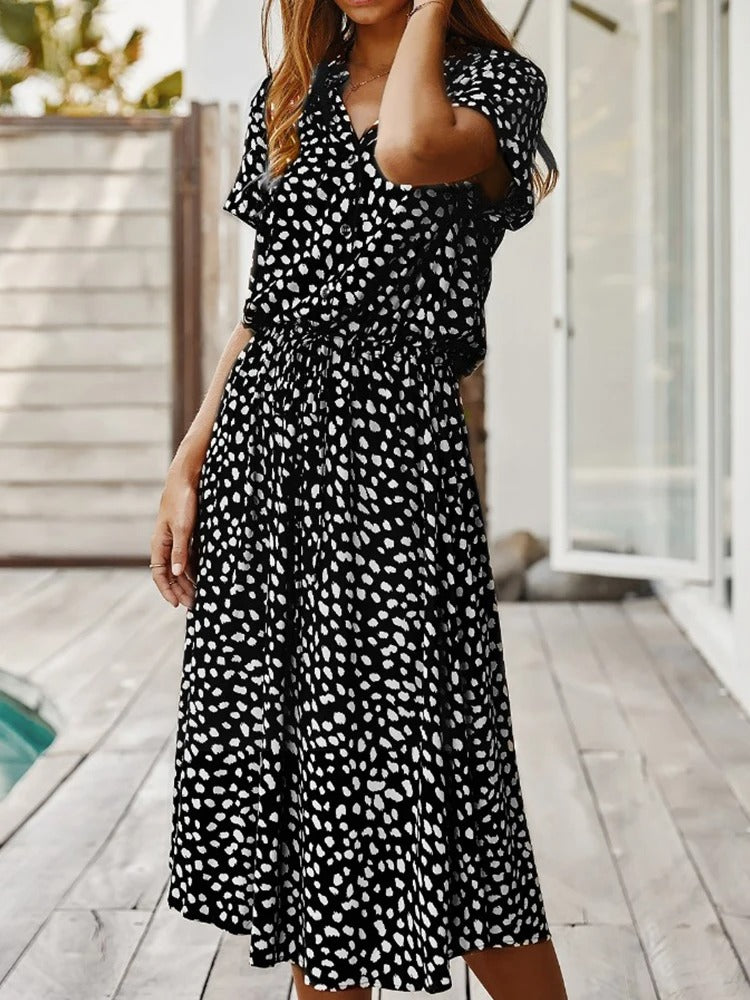 Robe midi à pois pour l'été - Maya
