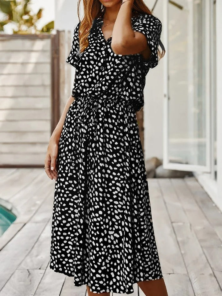 Robe midi à pois pour l'été - Maya