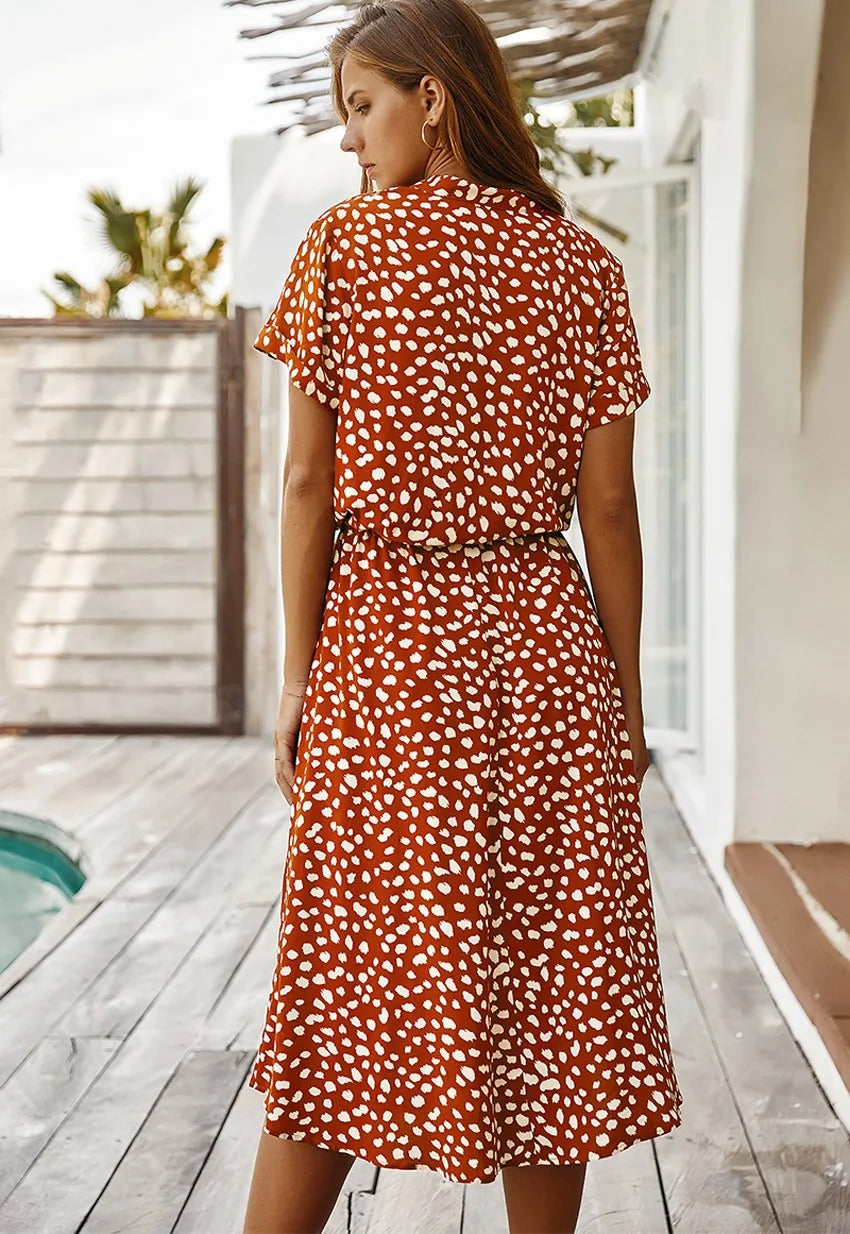 Robe midi à pois pour l'été - Maya