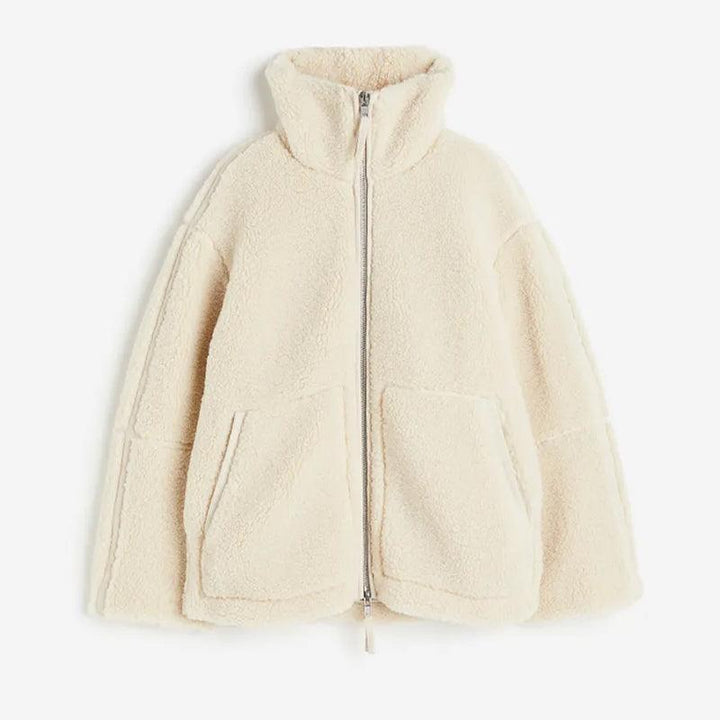 Edna | Manteau en laine à col roulé pour femme avec laine d'agneau