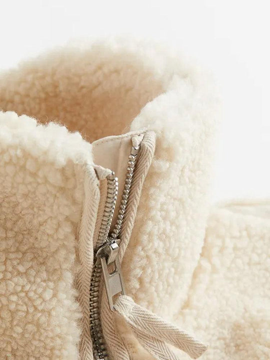 Edna | Manteau en laine à col roulé pour femme avec laine d'agneau