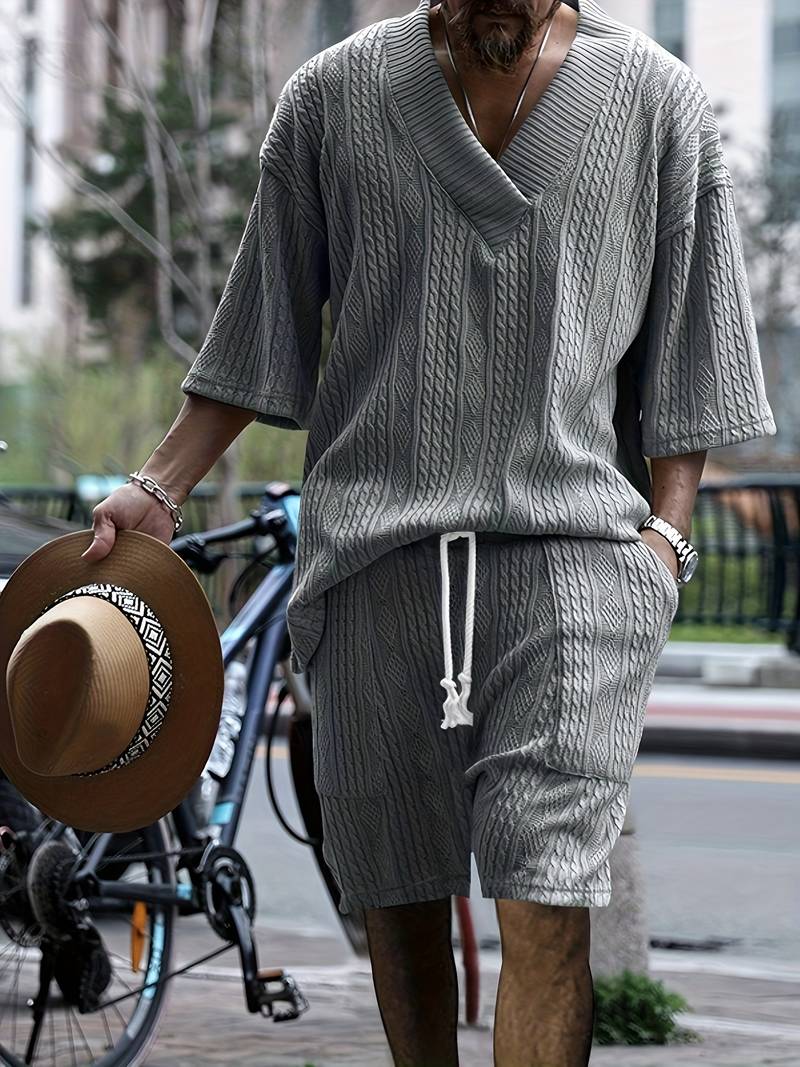 Halli | Combinaison décontractée en short jacquard pour hommes