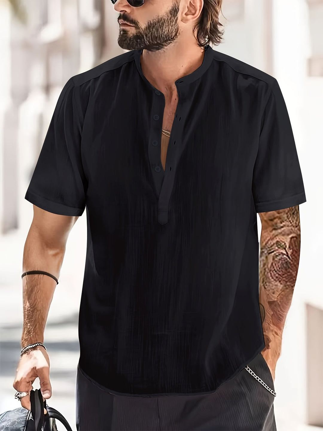 Kama | Chemise Col Montant Homme