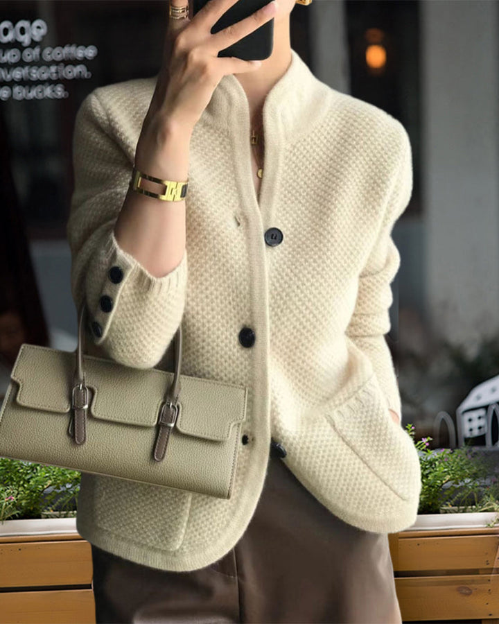 Sophia | Veste en tricot uni avec col montant