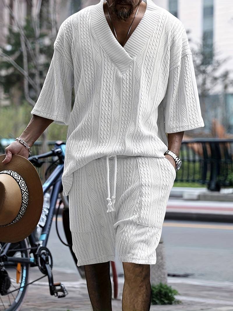 Halli | Combinaison décontractée en short jacquard pour hommes